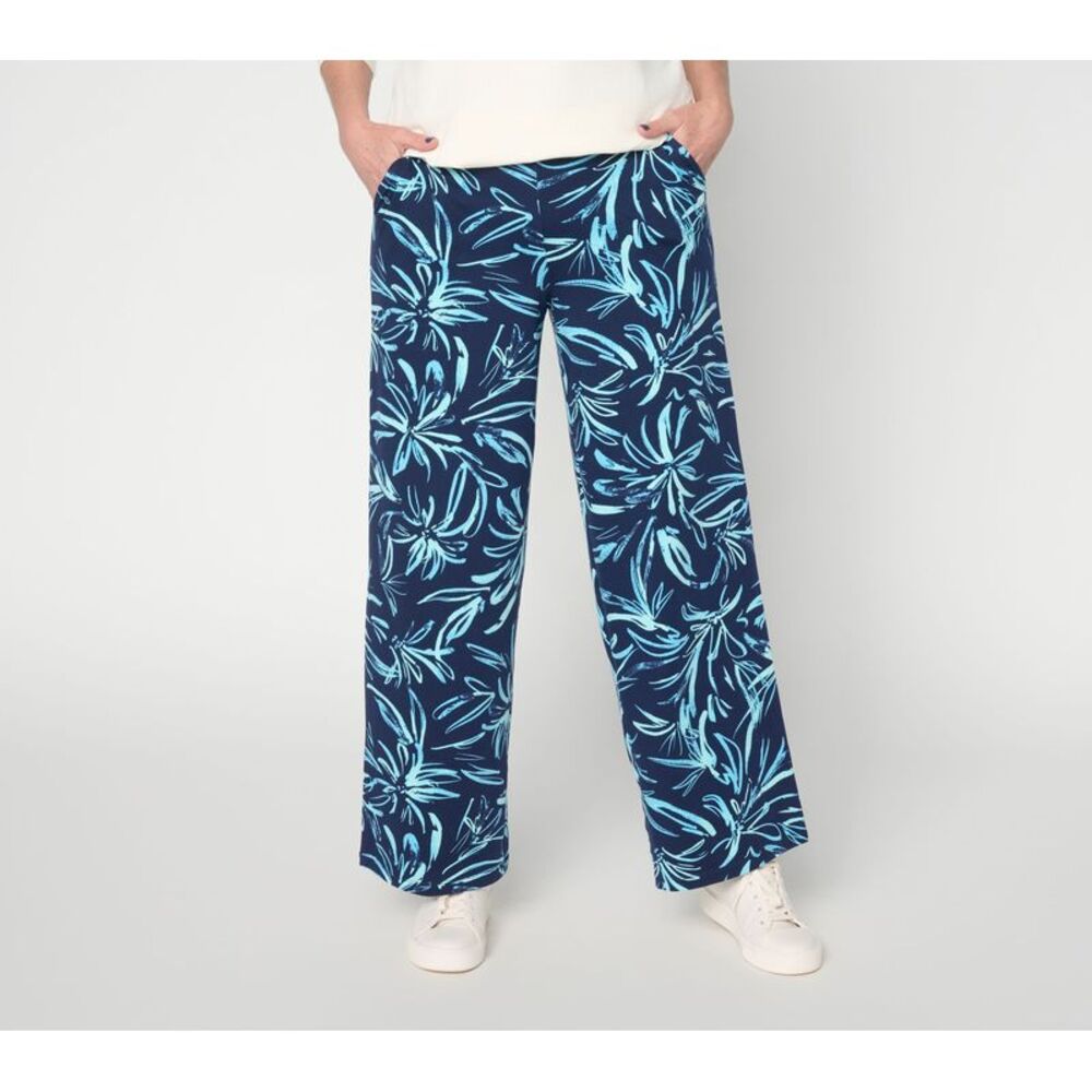 Denim & Co. Women's Pants Sz 4XT Beach Jersey Tall Print or Solid Blue